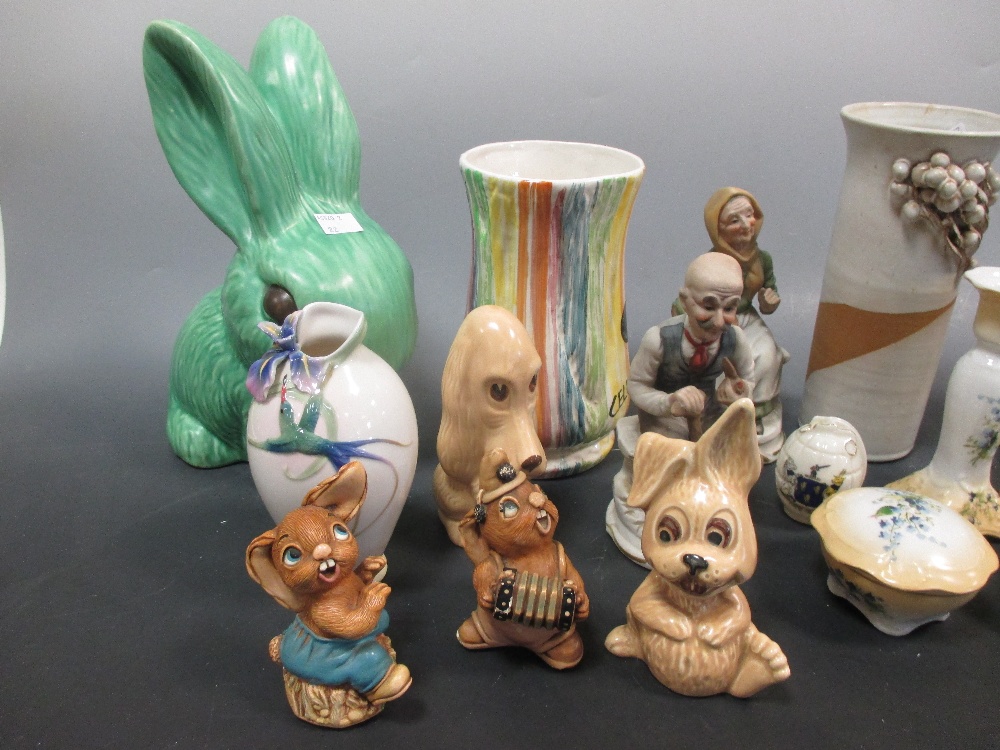 Miscellaneous ceramics to include a Sylvac rabbit , Franz porcelain humming bird vase etc - Image 2 of 4