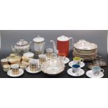 A Victorian gilt decorated desert service, a Royal Worcester jug and bowl, Limoges cups, other china