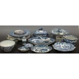 A collection of blue and white wares by Spode, Hall, Henshall, Walsh, Davenport and Herculaneum