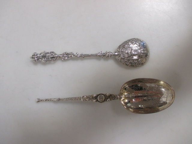 A Dutch silver spoon and an English silver anointing spoon