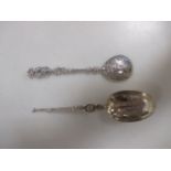 A Dutch silver spoon and an English silver anointing spoon