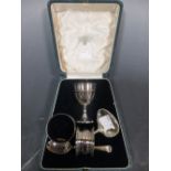 A cased silver christening set