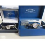 Two silver lady's Rotary wristwatches, both boxed