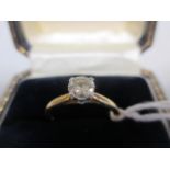 An 18ct single stone diamond ring, the round brilliant cut diamond estimated approx. 0.43cts, in a