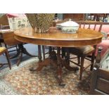 A mid-Victorian figured walnut loo table 75cm x138 x 105cm