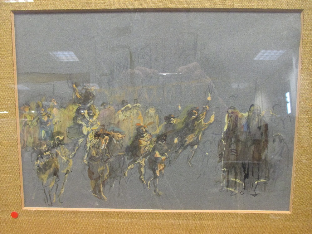 In the manner of Hercules Brabazon Brabazon, 'A night time procession', (no apparent signature),