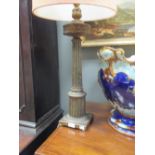 Giltwood carved columns as table lamps 56cm approx without shades (2)