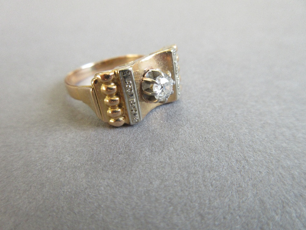 A modern French odeonesque single stone diamond ring, set to the centre with an old brilliant cut - Image 3 of 5