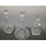 Three Bohemia Crystal decanters, two other boxed sets of glass, stoppers and miscellaneous glass