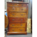 A late 19th century mahogany tall chest of six graduated drawers with fitted writing drawer 160 x 99