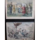 English School (20th century) 'Epsom Meeting' and 'Figures Resting', watercolours (2)