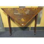 A 19th century Dutch floral marquetry inlaid corner card table