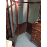 A Victorian mahogany three fold glazed screen, 178 x 210cm open