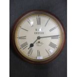 A replica GWR wall clock, Thos. Hope, Chard, 37cm diameter