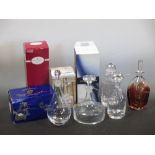 A Dartington carafe and beaker together with eight decanters by Zaglo, Dartington, Royal Albert