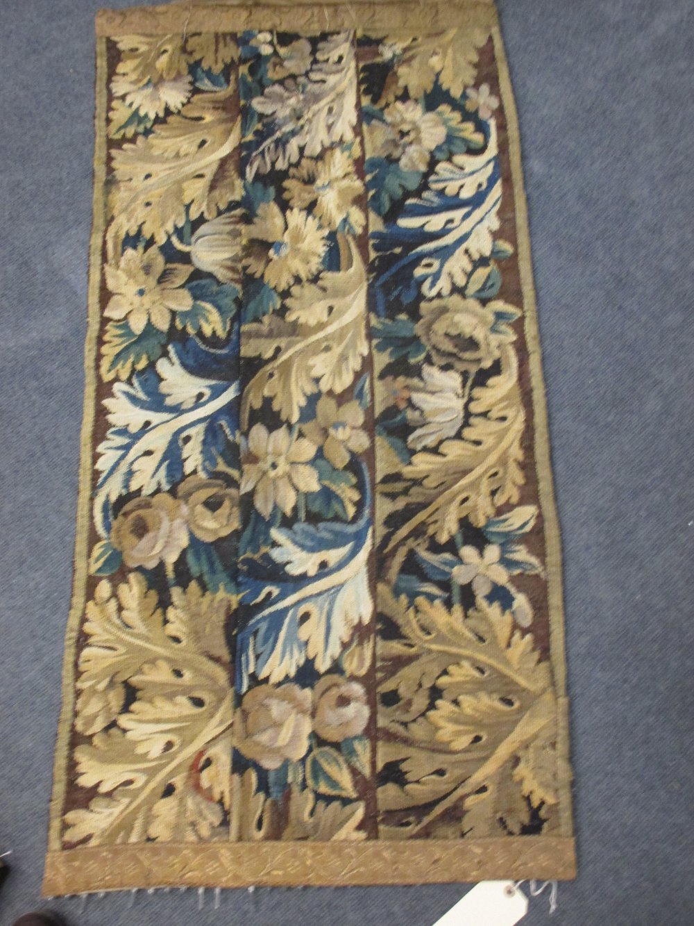 A Continental (possibly Flemish) 17th or early 18th wall hanging fragment, 61 x 122cm; two small - Image 3 of 5