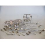 Mixed flatware, salts etc