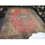 A red ground Turkey type rug, typical decoration, 483 x 340cm