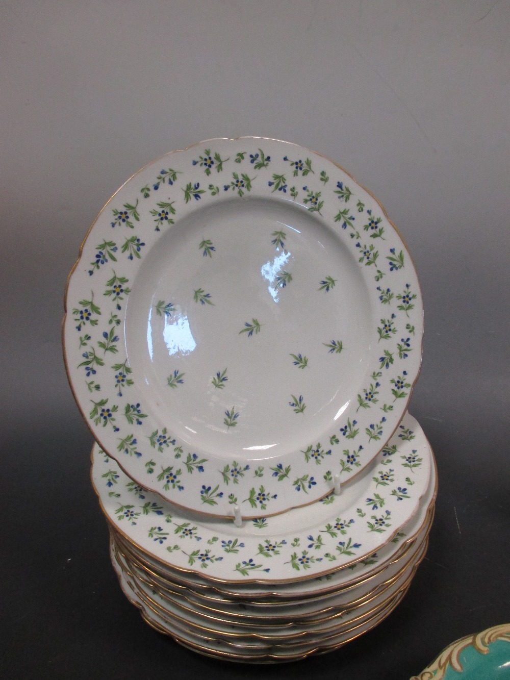 A set of ten Paris 'Angouleme' sprig plates together with a pottery part dessert service (16) Five - Image 5 of 5