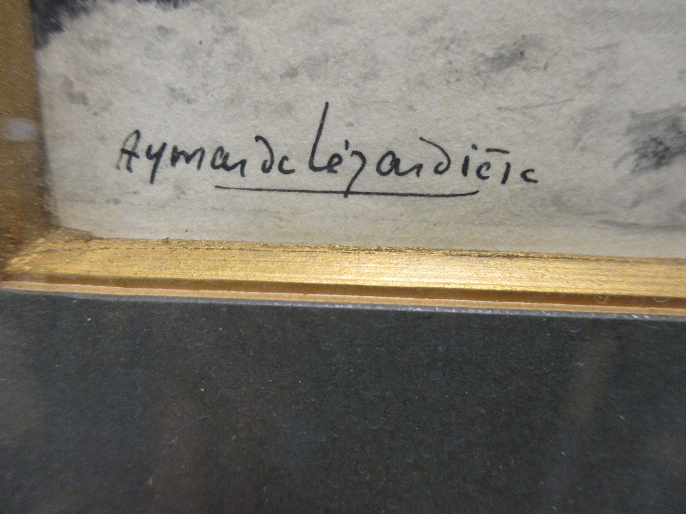 Aymard de Lezardiere, Old Barn, near Goring, signed lower left "Aymar de Lezardiere", sepia wash - Image 2 of 3
