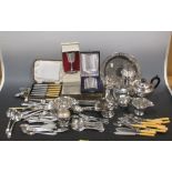 A collection of electroplate, to include cased and uncased cutlery