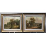 Edwin Buttery (19th century), A pair of small oil landscapes with figures, both signed, oil on