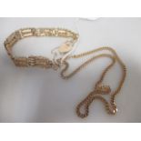 A 9ct gate bracelet together with a 9ct curblink necklace (gross 37g) (2)