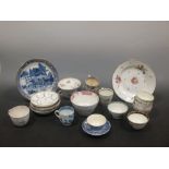 A collection of tea wares by Lowestoft, Bristol, Chelsea/Derby, Worcester and New Hall