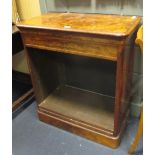 A 19th century figured walnut open front bookcase with a blind frieze drawer, 92 x 82 x 43cm