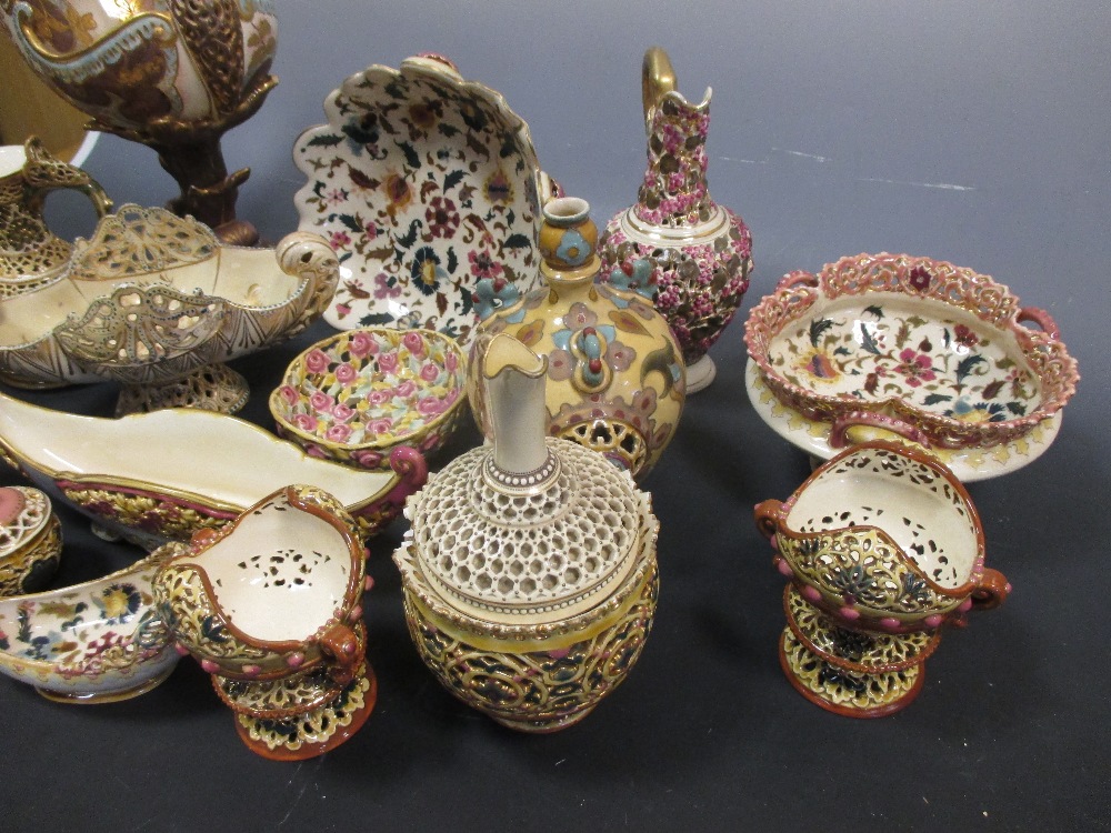 A collection Zsolnay and Fischer wares, mostly reticulated - Image 3 of 5