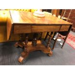 A William IV mahogany sofa table, 130cm wide when open