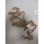 A 9ct rope twist necklace, a 9ct flat curblink necklace and a 9ct gate bracelet (gross 59g) (3)