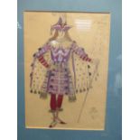 A costume design, initialled and dated 1934, pencil and body colour 34 x 24 cm, two others, and