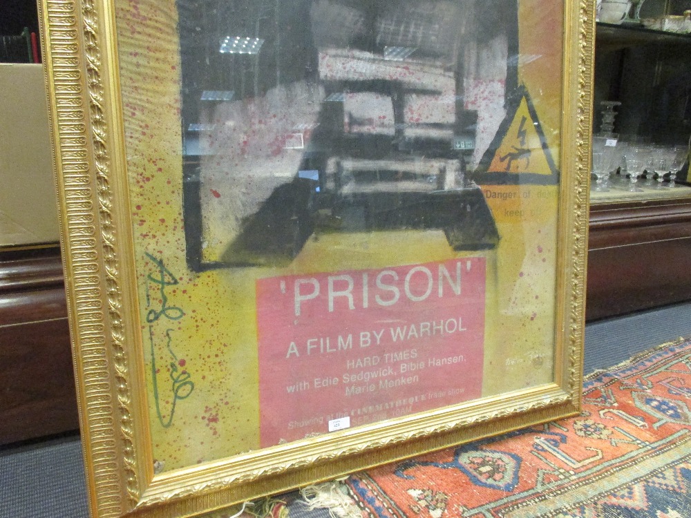 Pietro Psaier (1936 - 2004) 'Prison - A film By Andy Warhol', silkscreen, signed and stamped, 62 x - Image 4 of 4