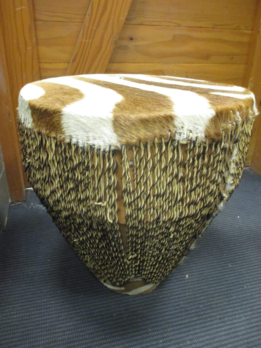An African Zebra skin drum 47 x 44cm