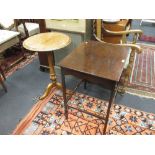 A Victorian walnut or fruitwood circular occasional table on a turned column with melon knop and