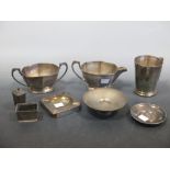 Silver beer mug/opener/ashtrays/sugar bowl/sauce boat