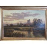 A framed oil painting - River Scene 49 x 74cm