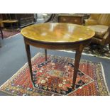 An Edwardian mahogany and inlaid circular centre table, with banded border and husk decoration, 72 x