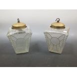 A pair of mid 20th century moulded glass ceiling lights