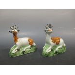 A pair of mid 18th century creamware deer