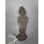 An Egyptian bronze figural amulet depicting Osiris, late period 664-332BC, 9.5cm high