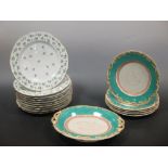 A set of ten Paris 'Angouleme' sprig plates together with a pottery part dessert service (16) Five