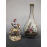 A Thuringian bottle vase together with an Ernst Bohne group, 'The Tailor's Wife' (2)