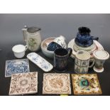 A collection of contemporary ceramics to include: Royal Commemoratives, Poole, Wedgwood and tiles