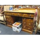 A Victorian satinwalnut twin pedestal desk 76 x 122 x 55cm