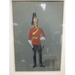 Jack Halloran, study of a Guards Officer in Dress uniform, gouache, signed 34 x 23cm