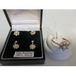 Two pairs of 18ct diamond cluster earrings, the first set as earstuds, total estimated weight of