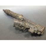 A Cameroonian bronze pipe 58cm long