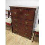 A 19th century oak secretaire chest of three drawers, 102 x 77 x 52cm